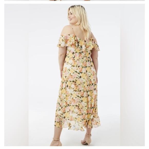 NWT Women’s Adorne Floral Dress Ruffle Cold Shoulder Bloomcore Plus Size 24W - Picture 2 of 12